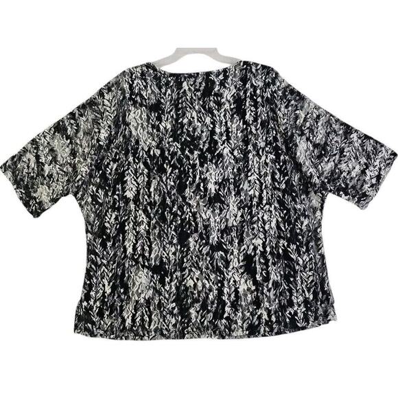 Adrienne Vittadini~Woman Plus Size 1X~ Black/White Floral Lace Lined Boho Blouse - Picture 3 of 14